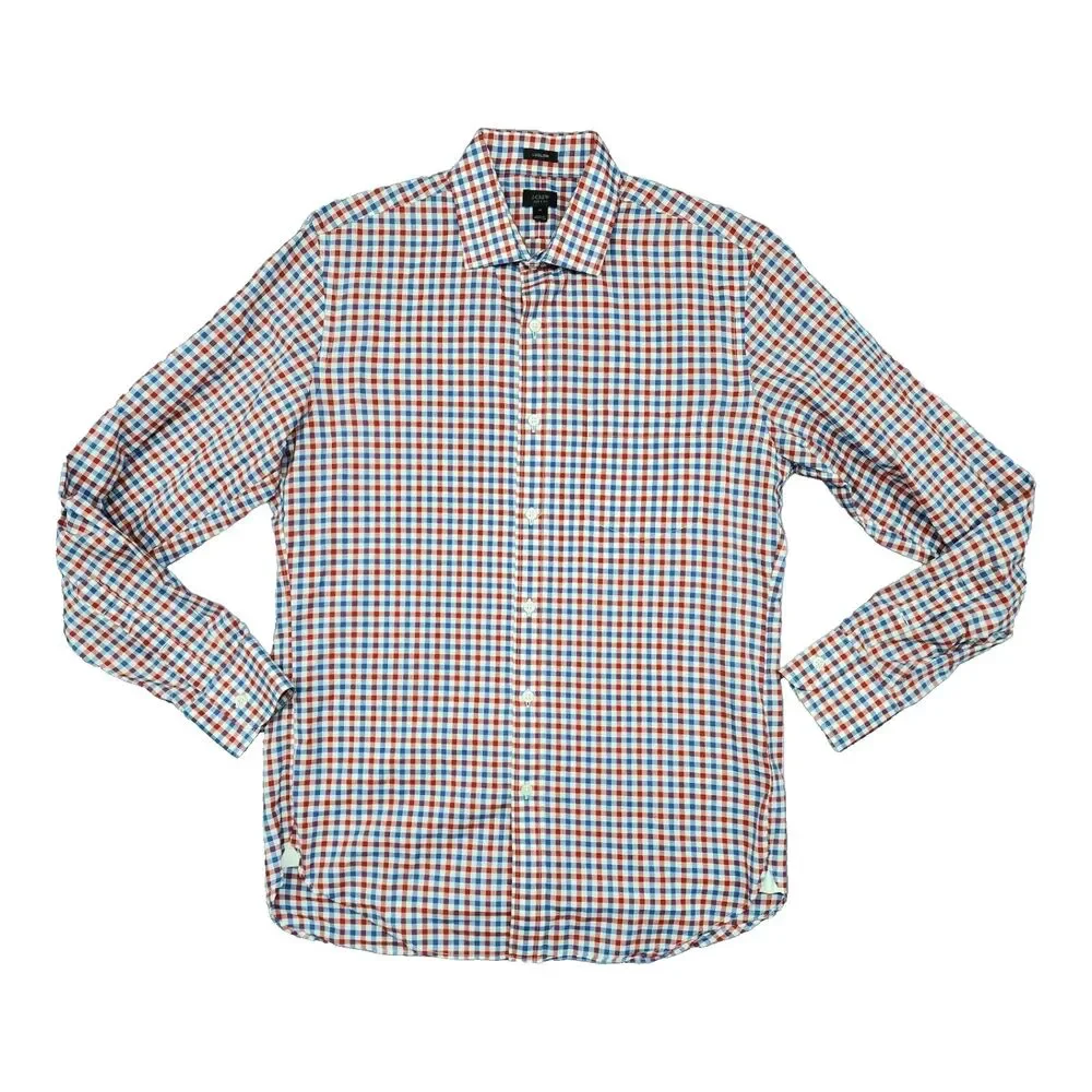 J Crew Men's Ludlow Shirt Blue Red Plaid Long Sleeve Size M
